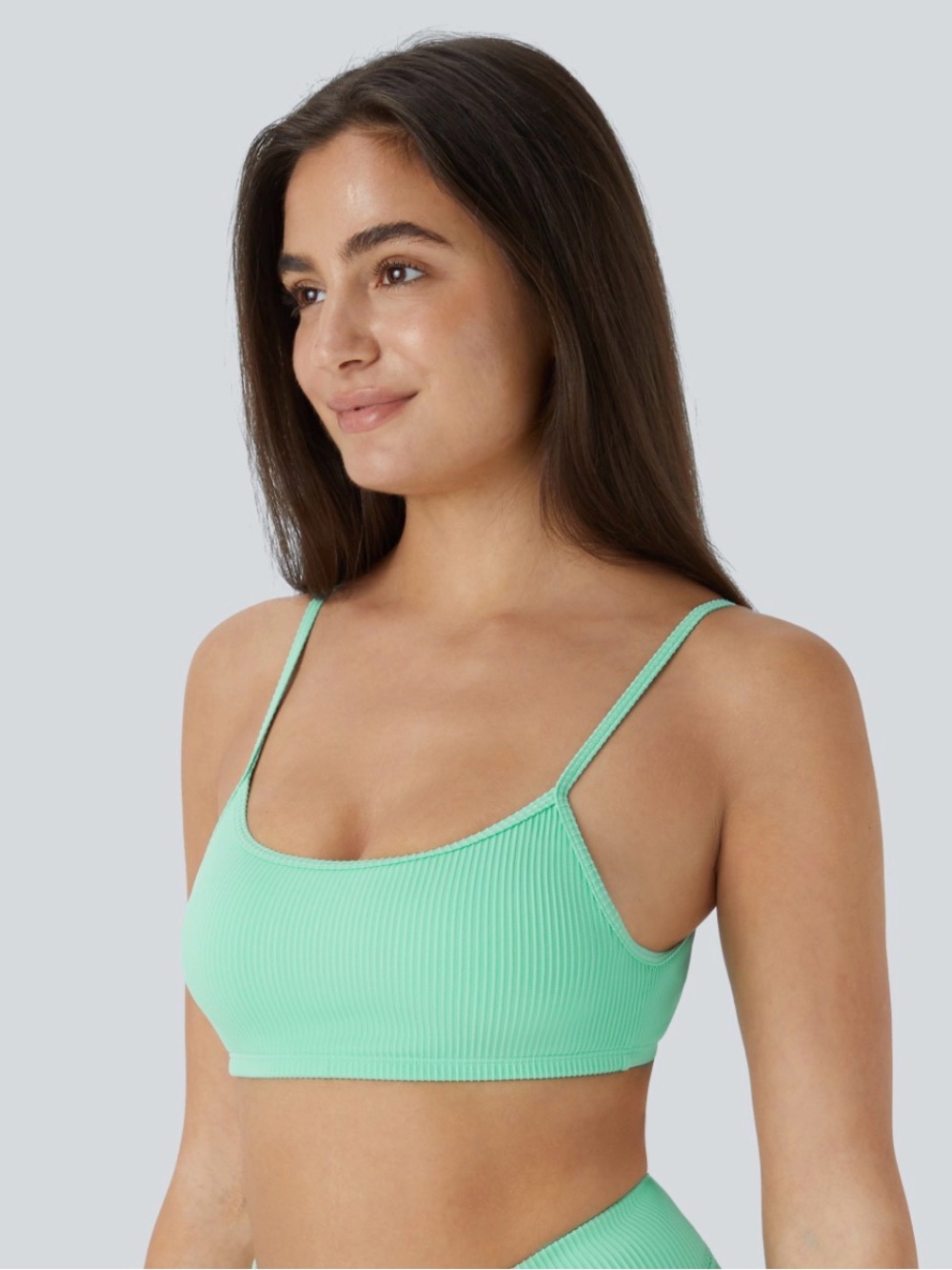 HALARA Mint Green Ribbed Bikini Top